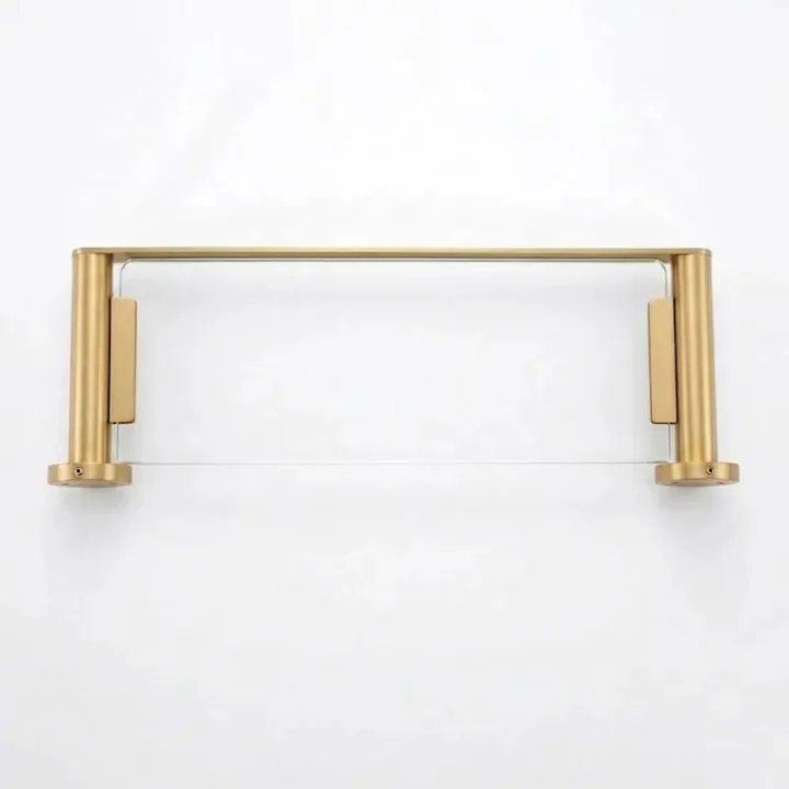 Stainless Steel Rimmed Single-Tier Square Glass Corner Shelf  400*140mm