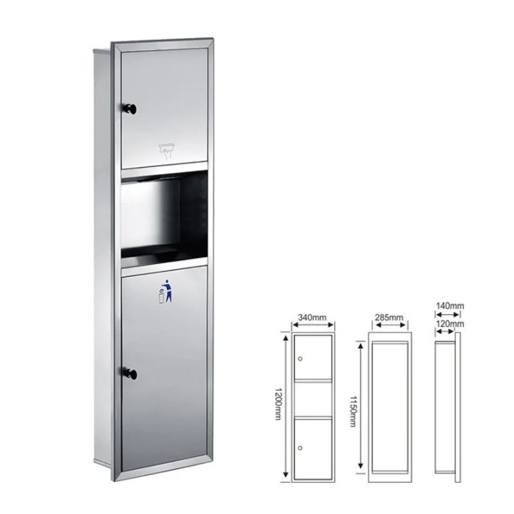 2-in-1 Combo Unit: Paper Towel Dispenser & Waste Receptacle Recessed Mounted