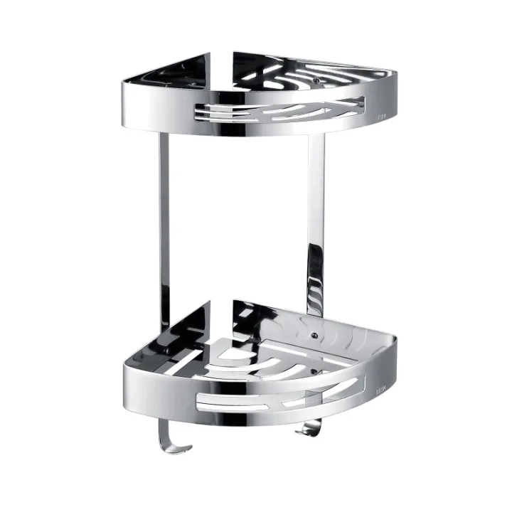 304 Stainless Steel A1 Double Layer Corner Shelf With Hook