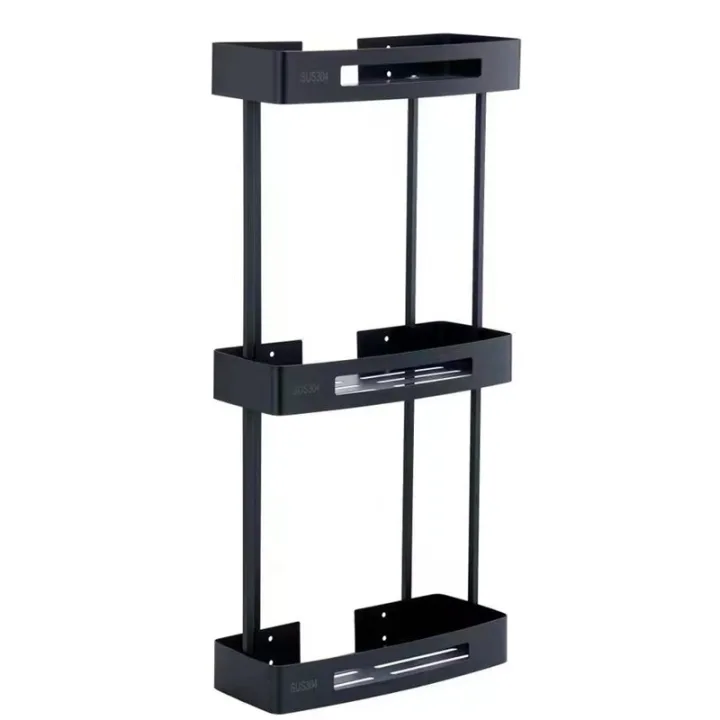 304 Stainless Steel A4 Triple Layer Corner Shelf (Black