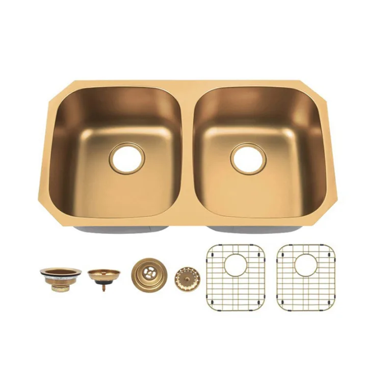 304 Stainless Steel Double-Bowl Undermount Sink One-Piece Drawn
