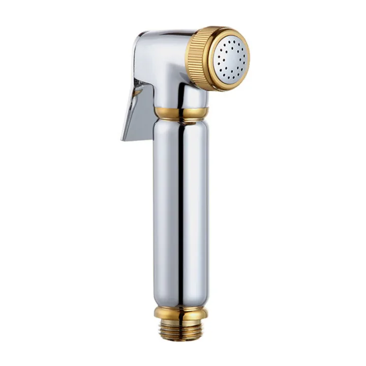 Straight Handheld Shattaf Bidet Sprayer Head with Three Gold Accents