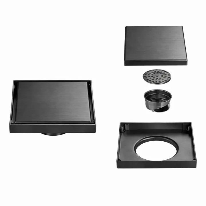 Reversible Hidden Square Floor Drain with Tileable Cover 15*15cm