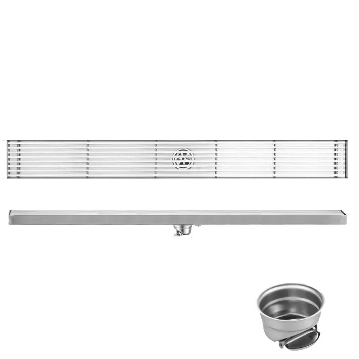 Linear Floor Drain with Slotted Grate and Anti-Odor Seal 8*90cm