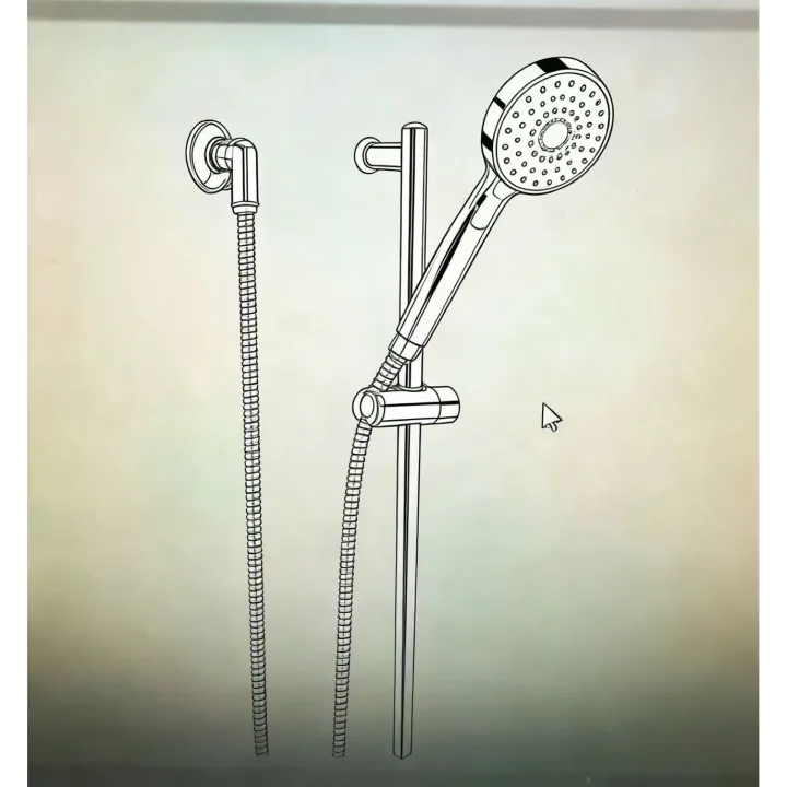 Shower Set with Sliding Bar+Showerhead+Hose+Elbow Connector