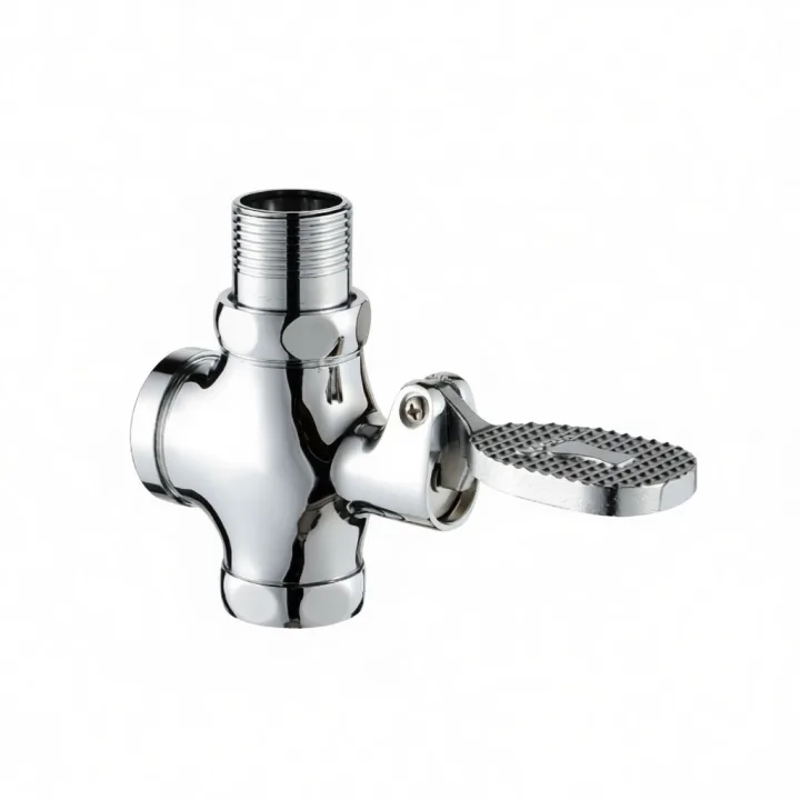 Brass Four-way Flush Valve Foot Peddl Self-closing Delay Valve