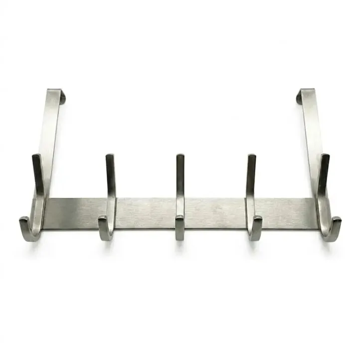 304 Stainless Steel Nail-Free Behind Door Hook with 5 Hooks