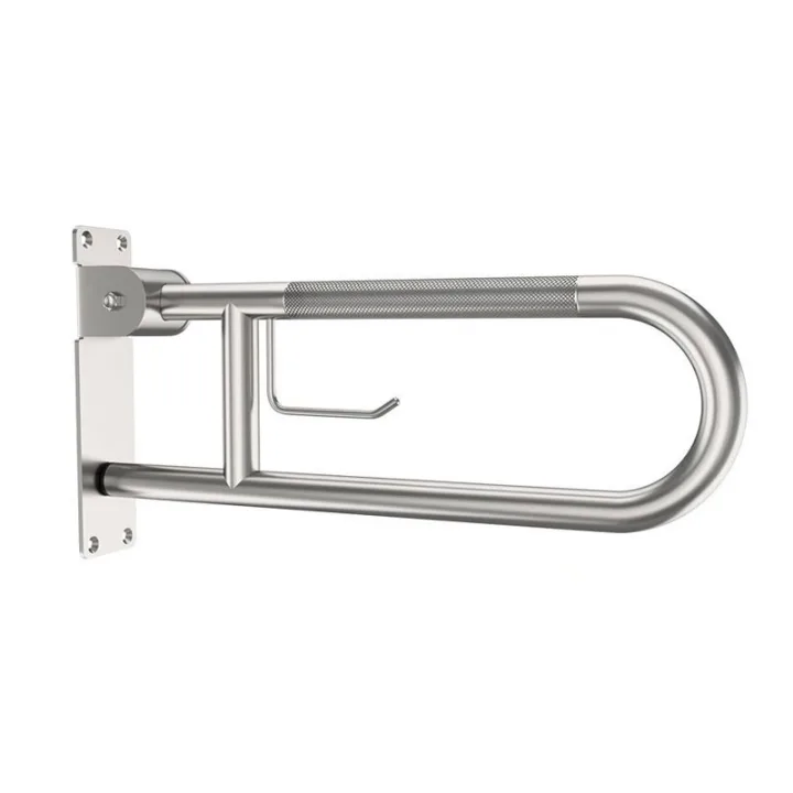 U Sharp Foldable Grab Bar Handrail with Paper Roll Holder 60cm
