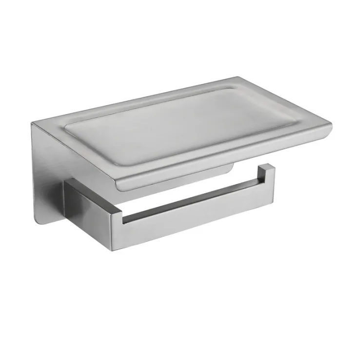 Toilet Paper Holder with Shelf, No-Drill or Wall-Mounted