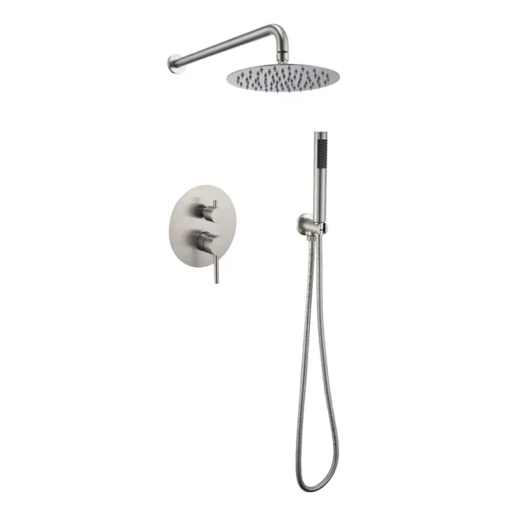 Round Concealed Shower Set with Top Shower and Handheld Shower