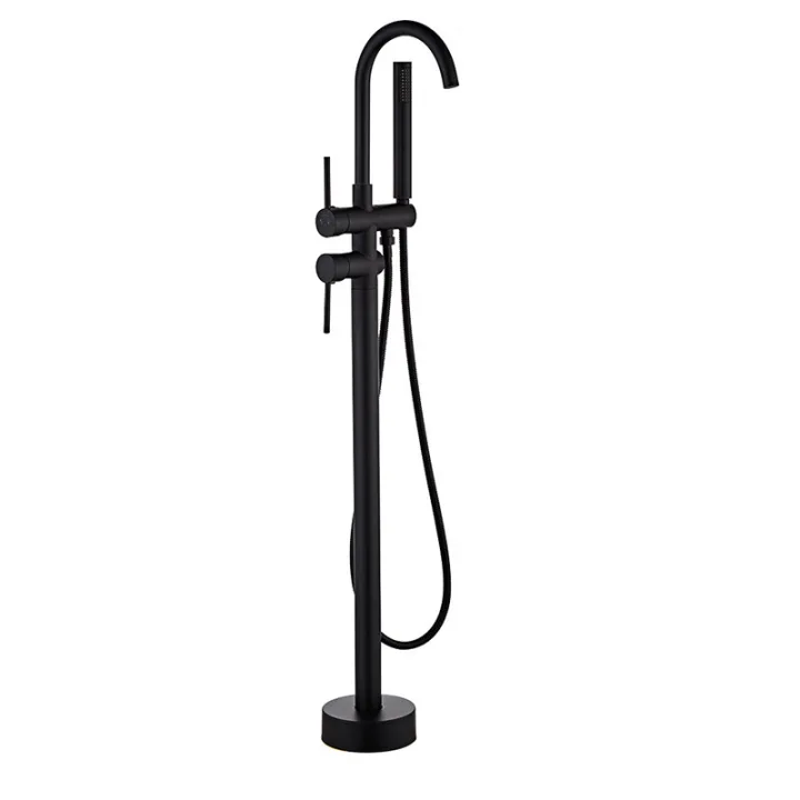 Standalone Floor-Mounted Shower Faucet with Handheld Spray