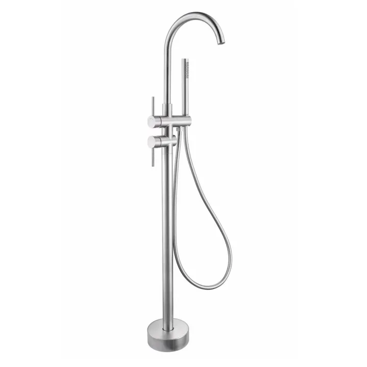 Standalone Floor-Mounted Shower Faucet with Handheld Spray