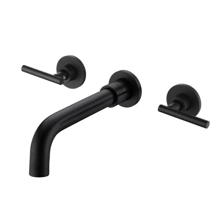 Round Wall-Mounted Two-Handle Basin Mixer