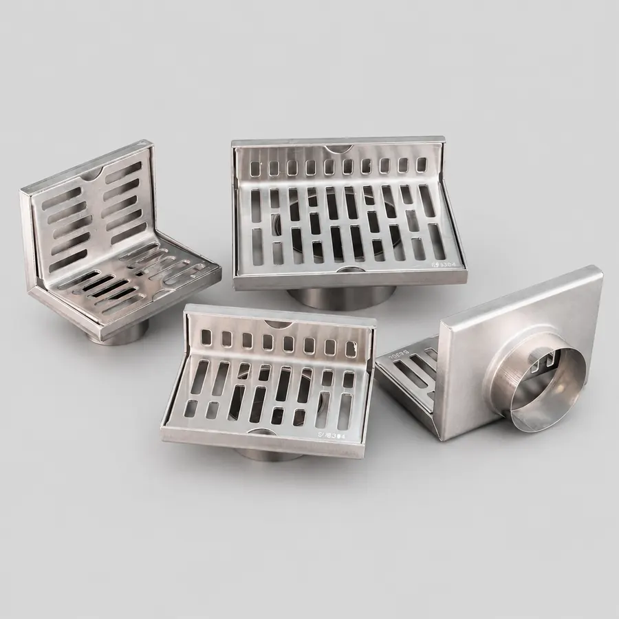 Side-outlet and wall-drain floor drains for special pipe layouts
